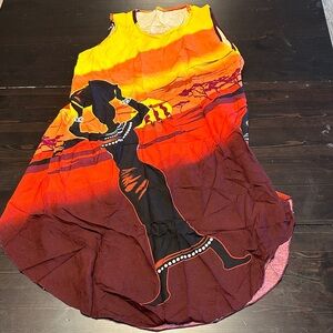 Vibrant Sunset Midi Dress